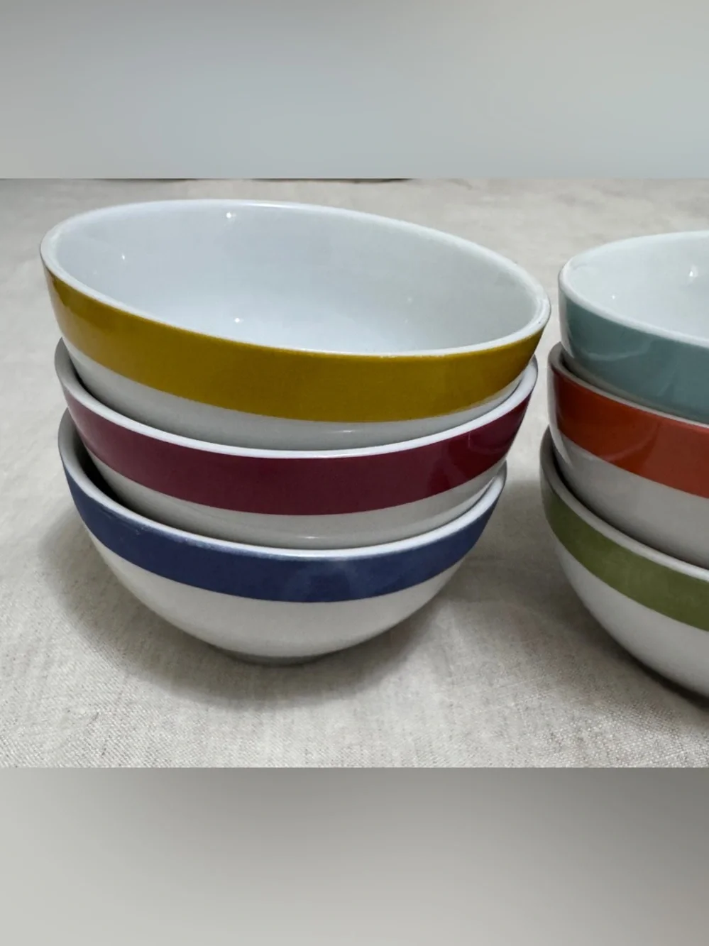 Set of 10 Multicolored Crate and Barrel 4” Bowls